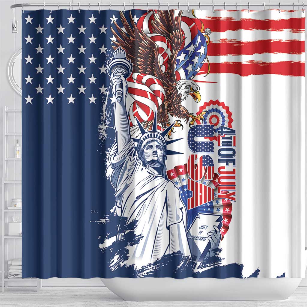 United States 4th Of July Shower Curtain USA Eagle Statue Of Librerty