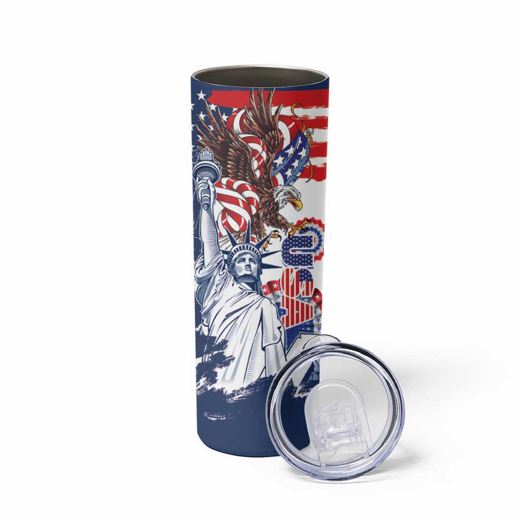 United States 4th Of July Skinny Tumbler USA Eagle Statue Of Librerty