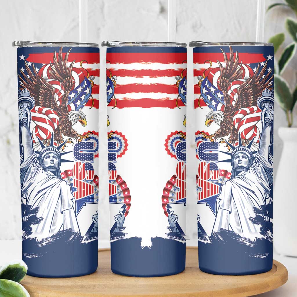 United States 4th Of July Skinny Tumbler USA Eagle Statue Of Librerty
