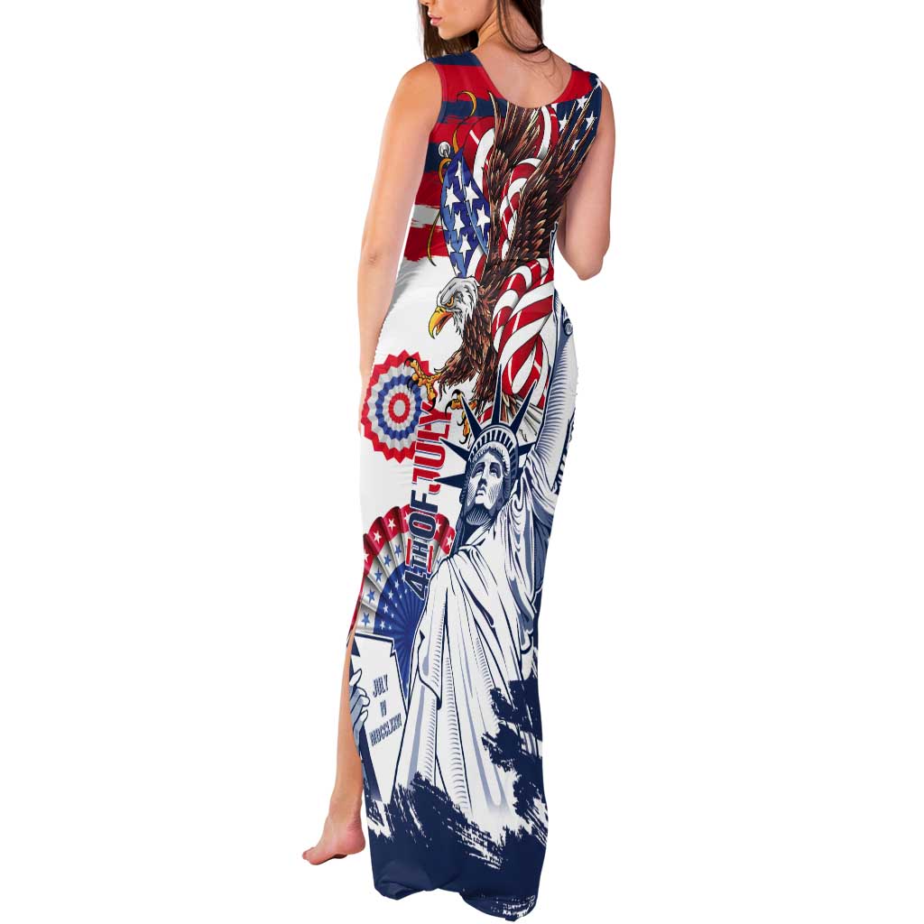 United States 4th Of July Tank Maxi Dress USA Eagle Statue Of Librerty