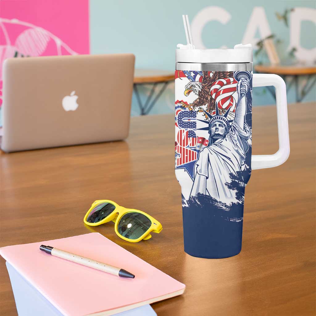 United States 4th Of July Tumbler With Handle USA Eagle Statue Of Librerty