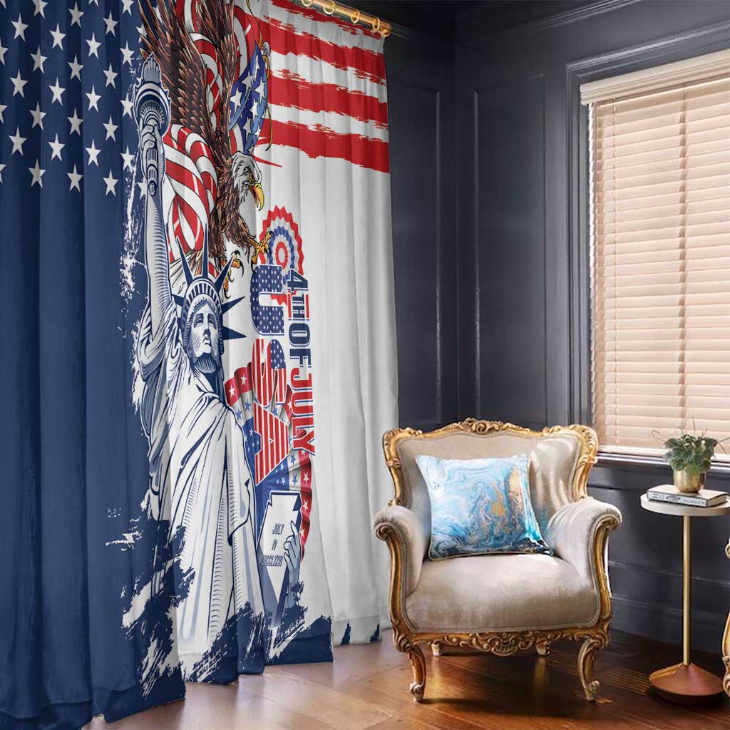 United States 4th Of July Window Curtain USA Eagle Statue Of Librerty