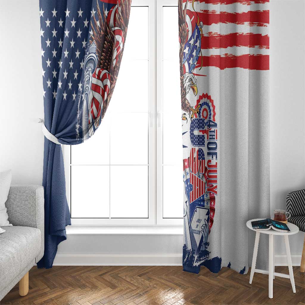 United States 4th Of July Window Curtain USA Eagle Statue Of Librerty