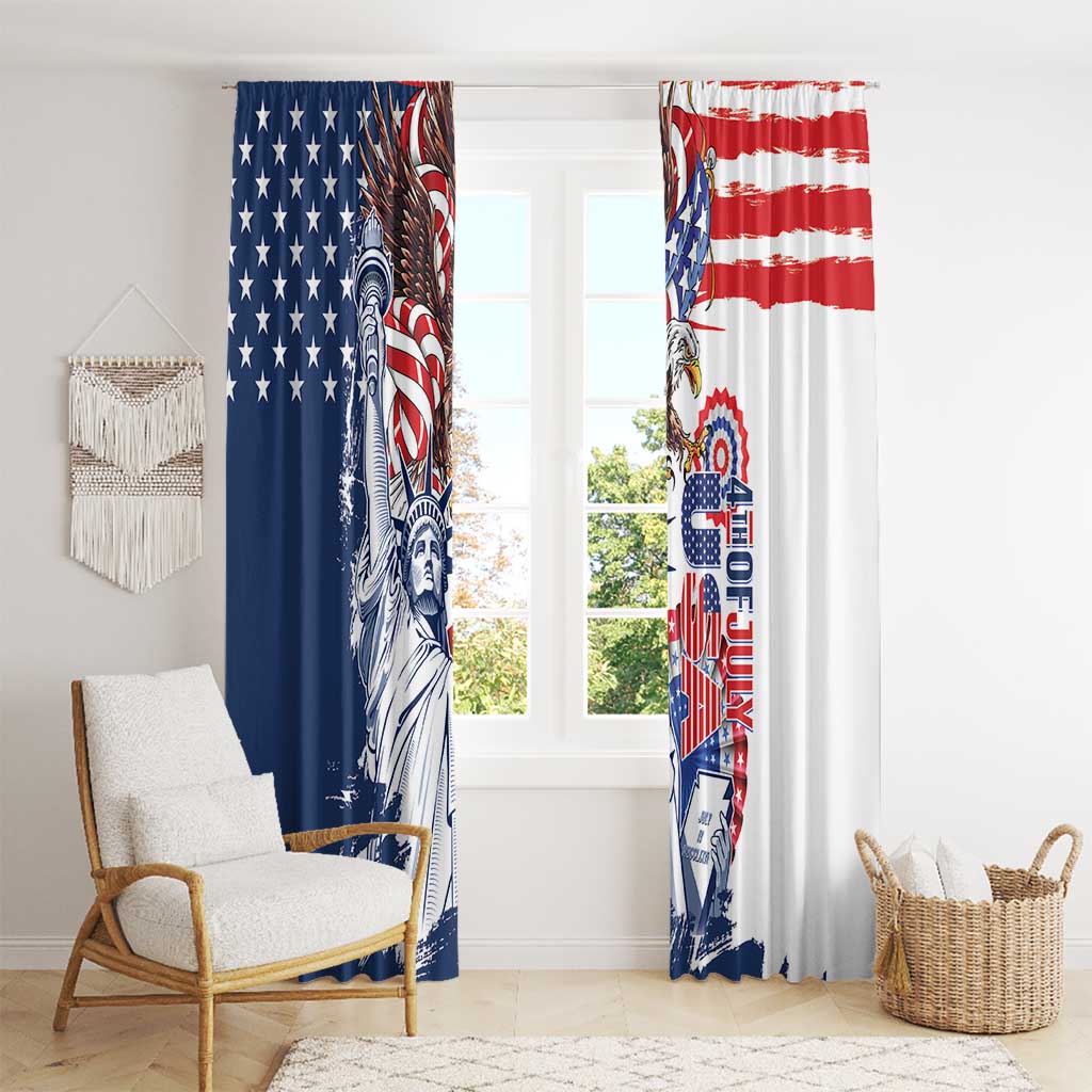 United States 4th Of July Window Curtain USA Eagle Statue Of Librerty