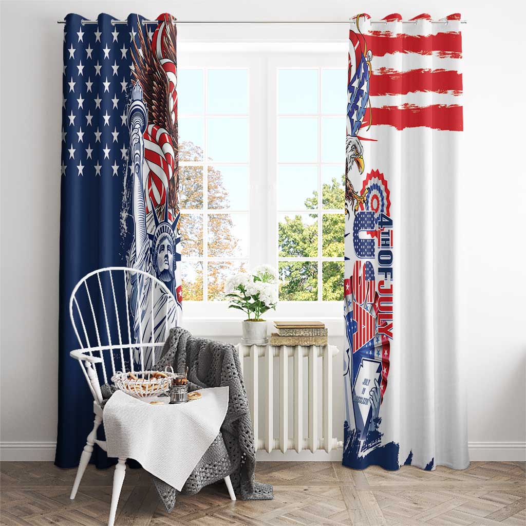 United States 4th Of July Window Curtain USA Eagle Statue Of Librerty