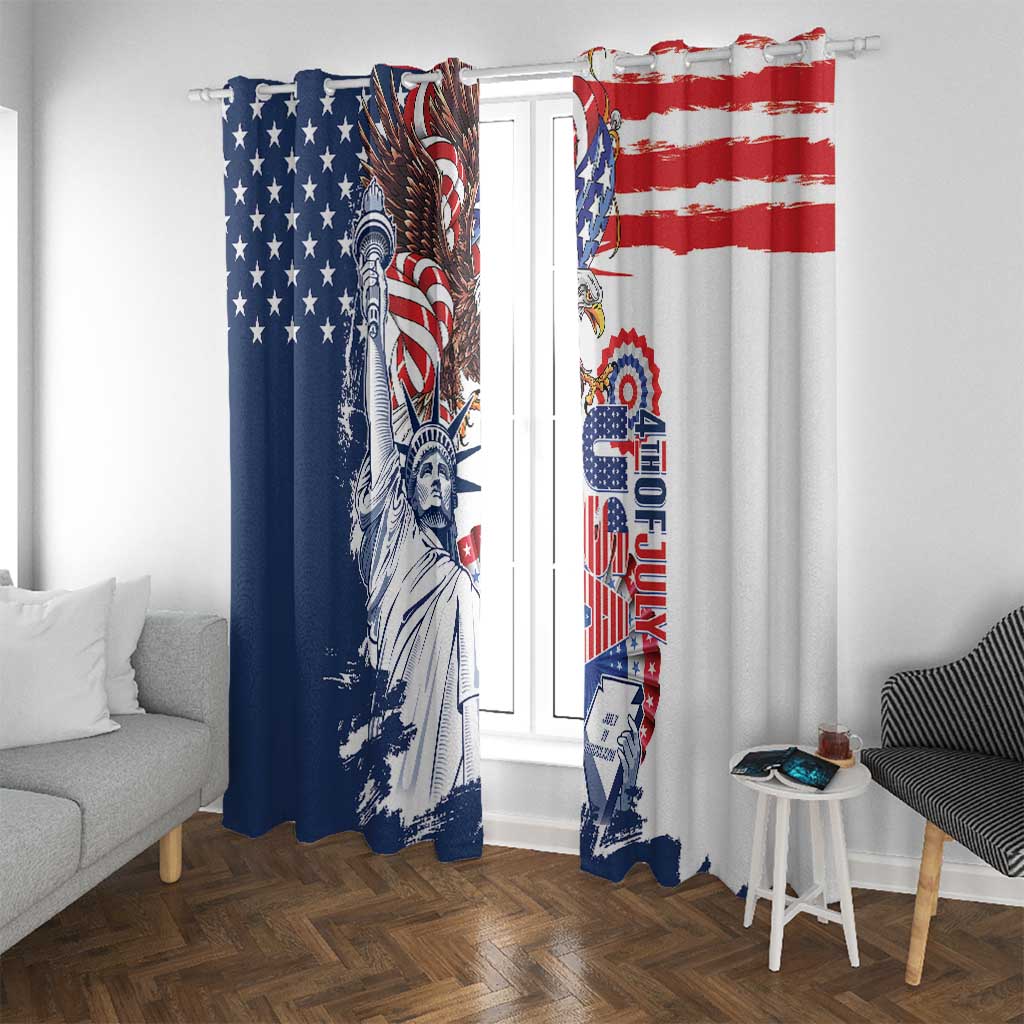 United States 4th Of July Window Curtain USA Eagle Statue Of Librerty
