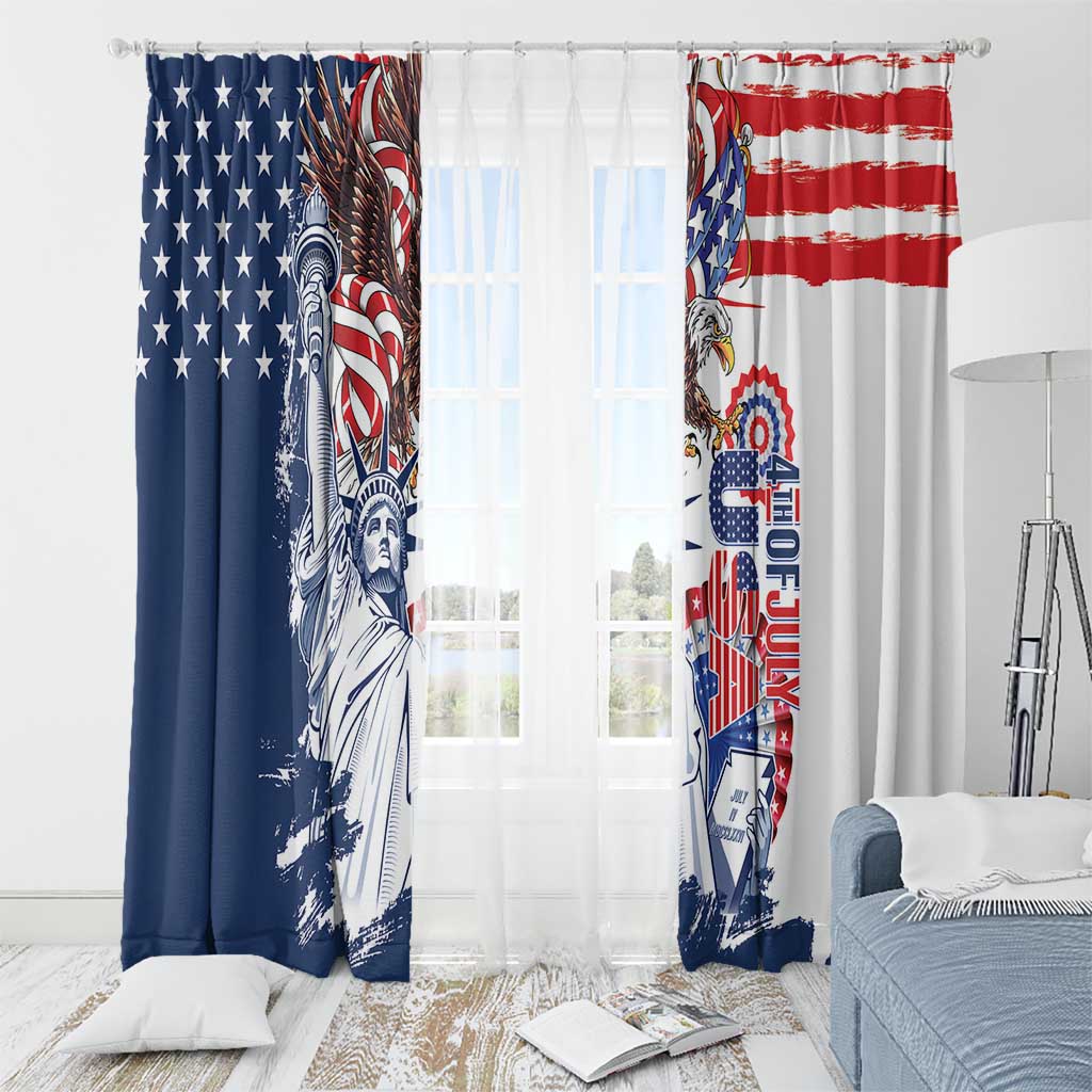 United States 4th Of July Window Curtain USA Eagle Statue Of Librerty