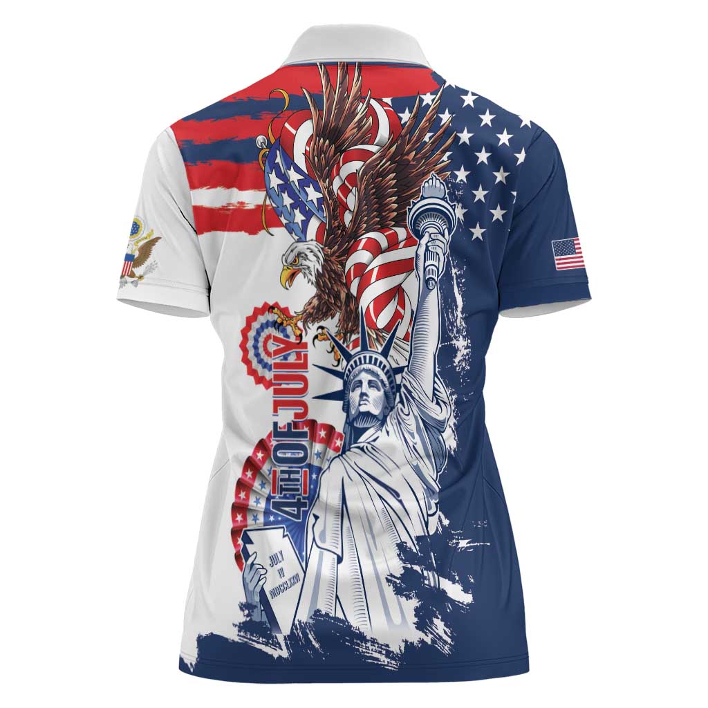 United States 4th Of July Women Polo Shirt USA Eagle Statue Of Librerty