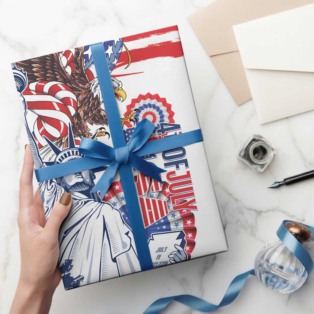 United States 4th Of July Wrapping Paper USA Eagle Statue Of Librerty - Wonder Print Shop