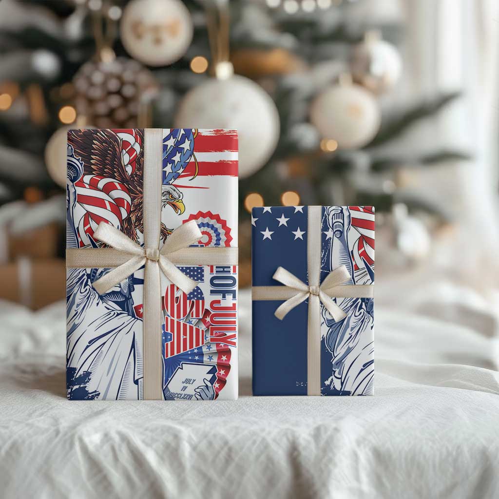 United States 4th Of July Wrapping Paper USA Eagle Statue Of Librerty - Wonder Print Shop