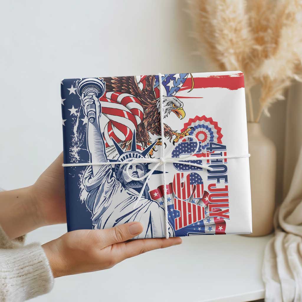 United States 4th Of July Wrapping Paper USA Eagle Statue Of Librerty - Wonder Print Shop