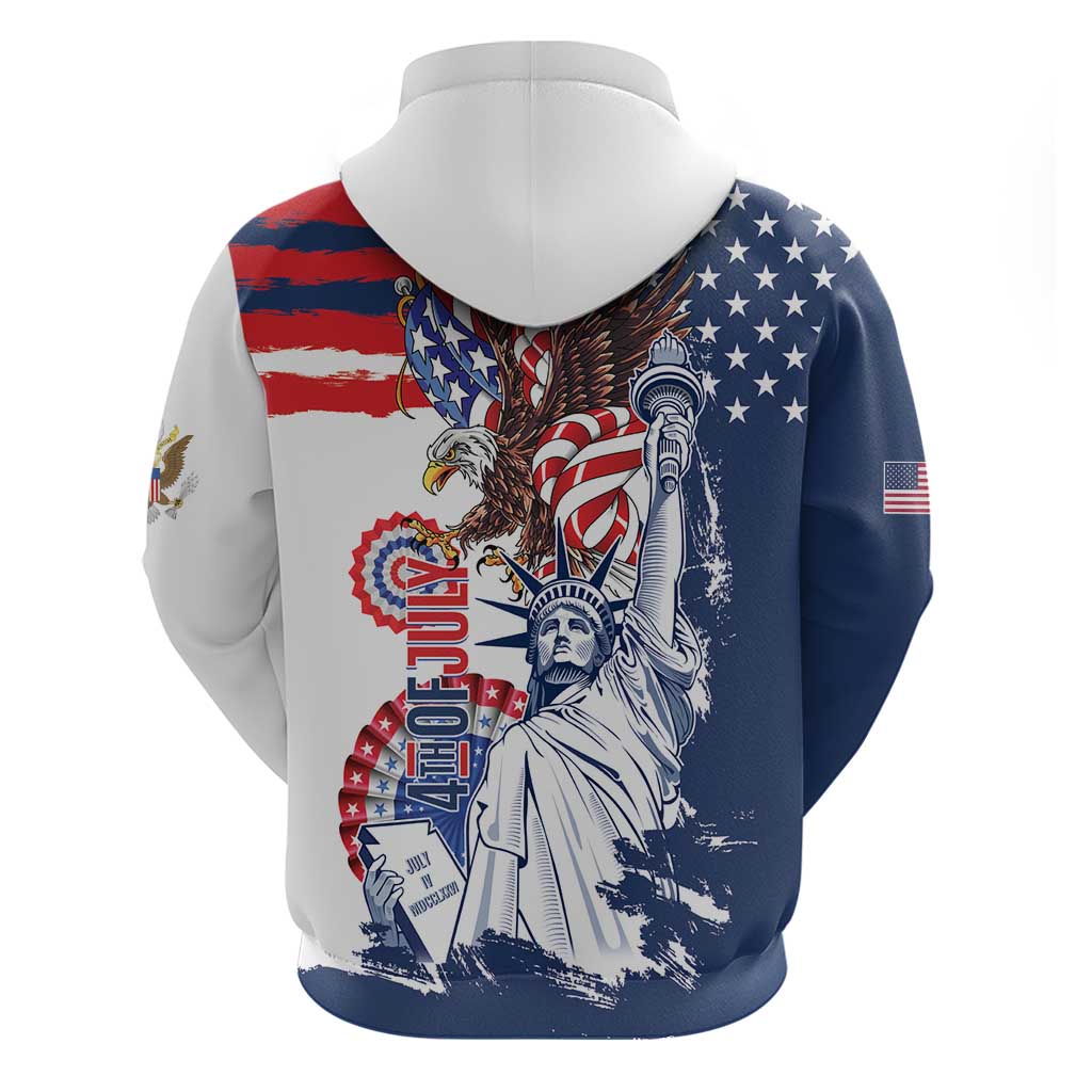 United States 4th Of July Zip Hoodie USA Eagle Statue Of Librerty