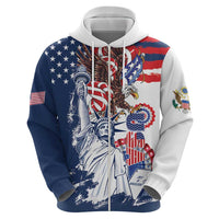 United States 4th Of July Zip Hoodie USA Eagle Statue Of Librerty