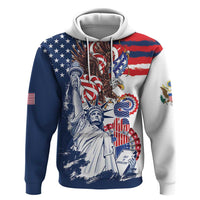 United States 4th Of July Zip Hoodie USA Eagle Statue Of Librerty