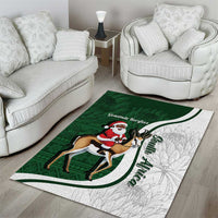 South Africa Christmas In July Area Rug Geseende Kersfees Springbok Black Santa