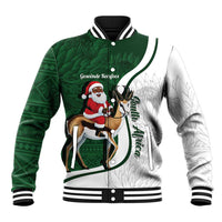 South Africa Christmas In July Baseball Jacket Geseende Kersfees Springbok Black Santa