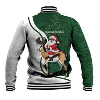 South Africa Christmas In July Baseball Jacket Geseende Kersfees Springbok Black Santa