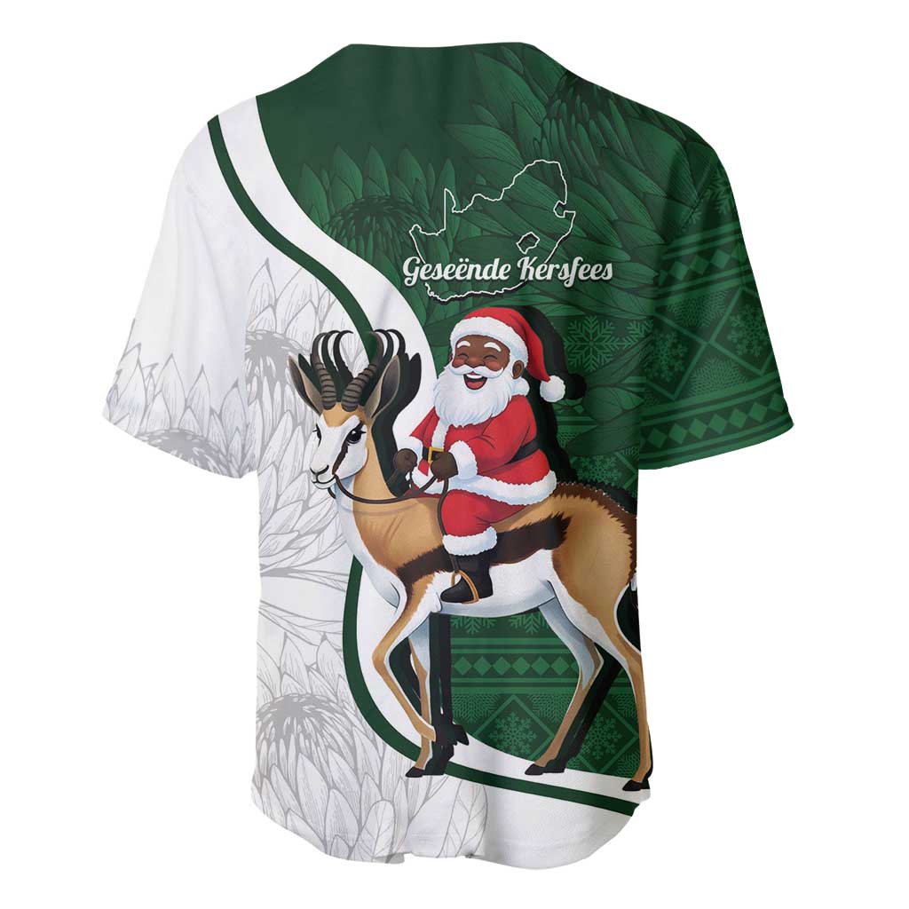 South Africa Christmas In July Baseball Jersey Geseende Kersfees Springbok Black Santa