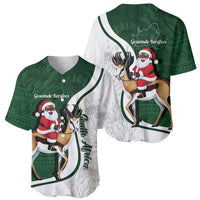South Africa Christmas In July Baseball Jersey Geseende Kersfees Springbok Black Santa