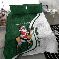 South Africa Christmas In July Bedding Set Geseende Kersfees Springbok Black Santa