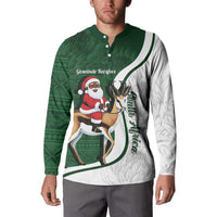South Africa Christmas In July Button Sweatshirt Geseende Kersfees Springbok Black Santa