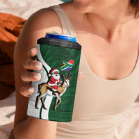 South Africa Christmas In July 4 in 1 Can Cooler Tumbler Geseende Kersfees Springbok Black Santa