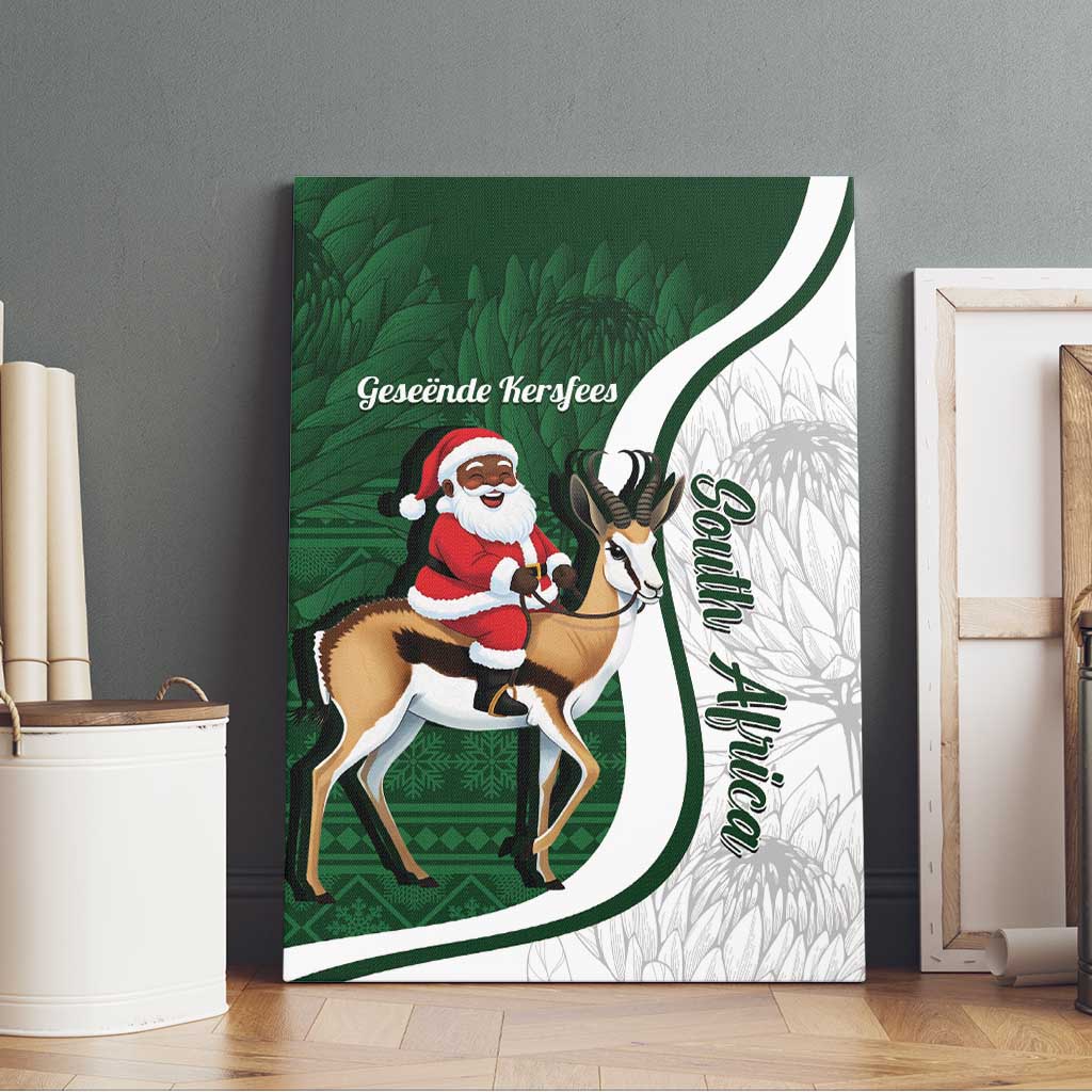South Africa Christmas In July Canvas Wall Art Geseende Kersfees Springbok Black Santa
