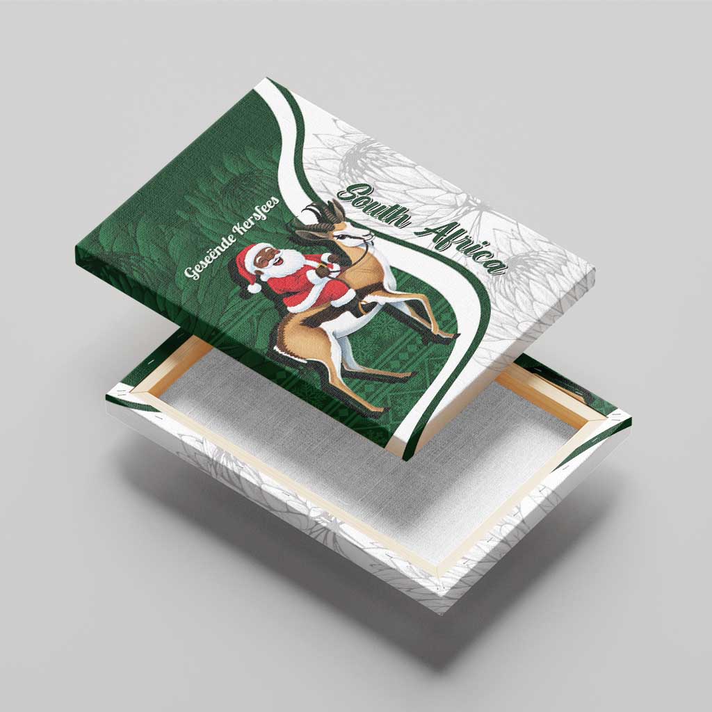 South Africa Christmas In July Canvas Wall Art Geseende Kersfees Springbok Black Santa