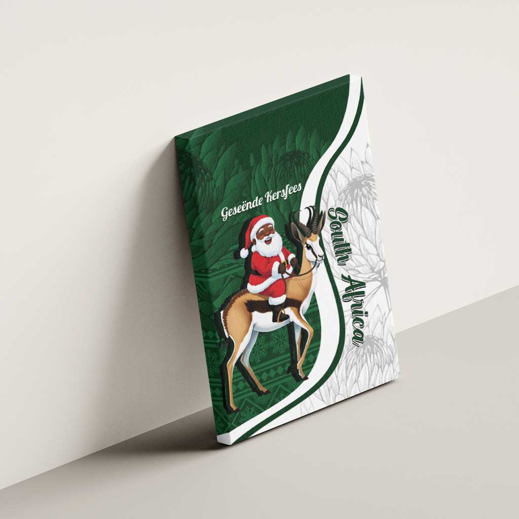 South Africa Christmas In July Canvas Wall Art Geseende Kersfees Springbok Black Santa