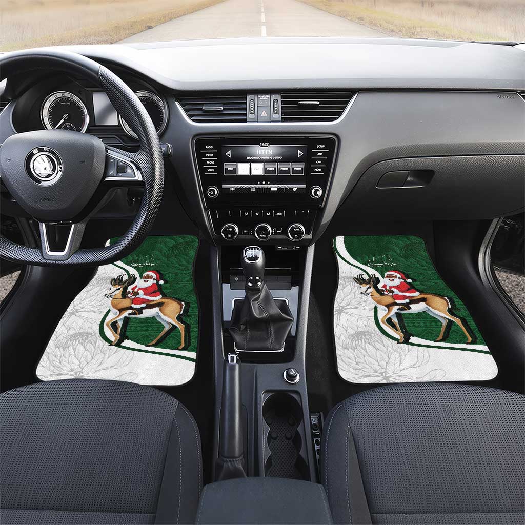 South Africa Christmas In July Car Mats Geseende Kersfees Springbok Black Santa