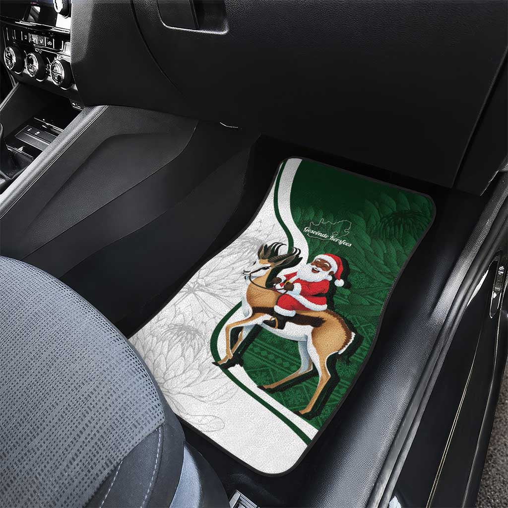South Africa Christmas In July Car Mats Geseende Kersfees Springbok Black Santa