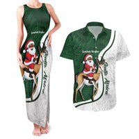 South Africa Christmas In July Couples Matching Tank Maxi Dress and Hawaiian Shirt Geseende Kersfees Springbok Black Santa