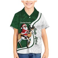 South Africa Christmas In July Family Matching Mermaid Dress and Hawaiian Shirt Geseende Kersfees Springbok Black Santa