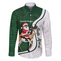 South Africa Christmas In July Family Matching Short Sleeve Bodycon Dress and Hawaiian Shirt Geseende Kersfees Springbok Black Santa