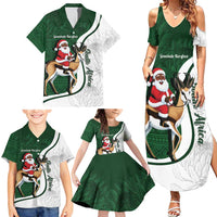 South Africa Christmas In July Family Matching Summer Maxi Dress and Hawaiian Shirt Geseende Kersfees Springbok Black Santa