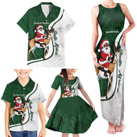 South Africa Christmas In July Family Matching Tank Maxi Dress and Hawaiian Shirt Geseende Kersfees Springbok Black Santa
