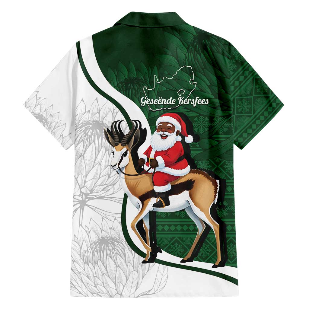 South Africa Christmas In July Family Matching Tank Maxi Dress and Hawaiian Shirt Geseende Kersfees Springbok Black Santa