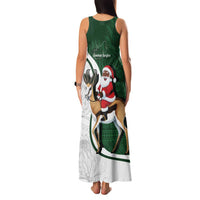 South Africa Christmas In July Family Matching Tank Maxi Dress and Hawaiian Shirt Geseende Kersfees Springbok Black Santa