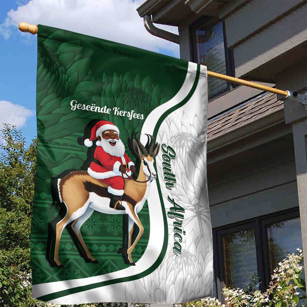 South Africa Christmas In July Garden Flag Geseende Kersfees Springbok Black Santa