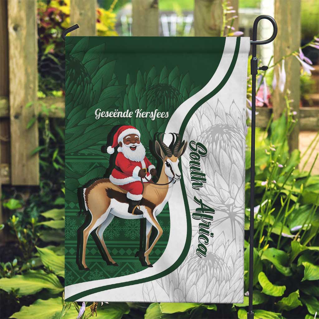 South Africa Christmas In July Garden Flag Geseende Kersfees Springbok Black Santa