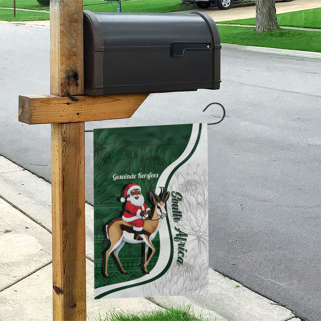 South Africa Christmas In July Garden Flag Geseende Kersfees Springbok Black Santa