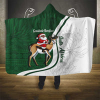 South Africa Christmas In July Hooded Blanket Geseende Kersfees Springbok Black Santa
