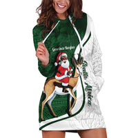 South Africa Christmas In July Hoodie Dress Geseende Kersfees Springbok Black Santa