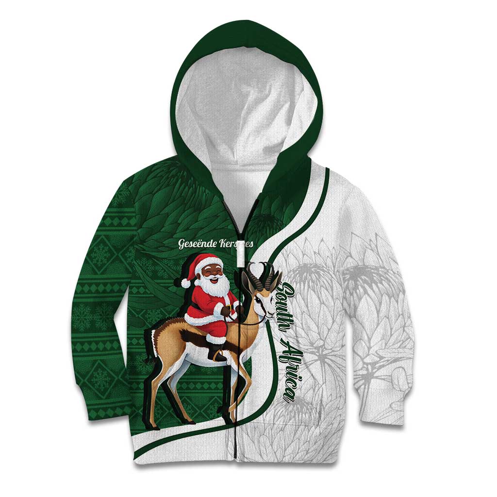 South Africa Christmas In July Kid Hoodie Geseende Kersfees Springbok Black Santa