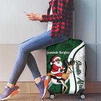 South Africa Christmas In July Luggage Cover Geseende Kersfees Springbok Black Santa