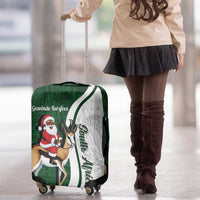 South Africa Christmas In July Luggage Cover Geseende Kersfees Springbok Black Santa