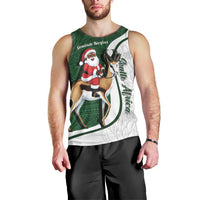 South Africa Christmas In July Men Tank Top Geseende Kersfees Springbok Black Santa
