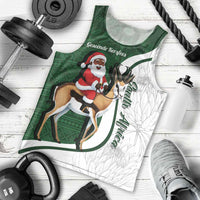 South Africa Christmas In July Men Tank Top Geseende Kersfees Springbok Black Santa