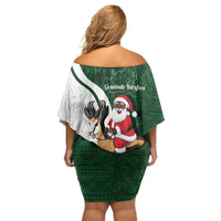 South Africa Christmas In July Off Shoulder Short Dress Geseende Kersfees Springbok Black Santa