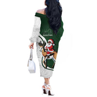 South Africa Christmas In July Off The Shoulder Long Sleeve Dress Geseende Kersfees Springbok Black Santa